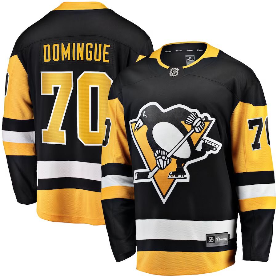 Men Pittsburgh Penguins #70 Louis Domingue Fanatics Branded Black Home Breakaway Player NHL Jersey